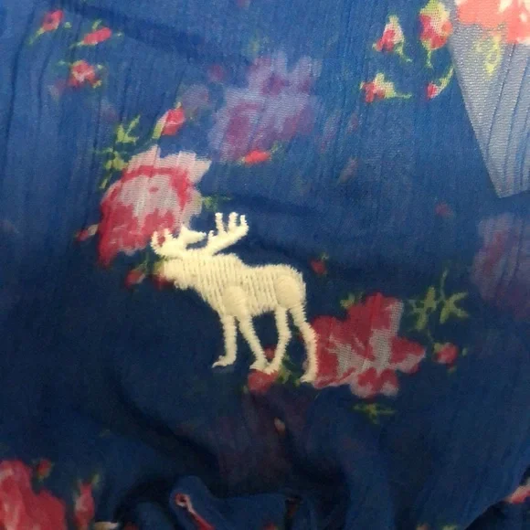 🫎 ABERCROMBIE  SHEER FLORAL ROYAL BLUE BLOuSE - Picture 6 of 6